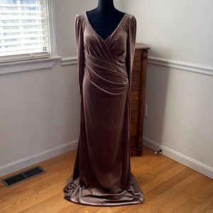 Taupe velvet formal gown- NWT size 10